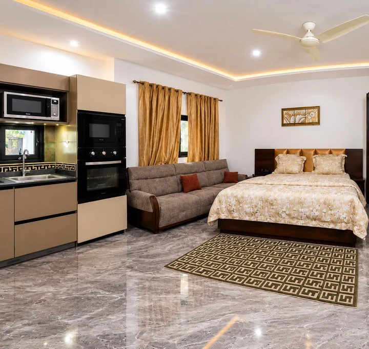 Interior of an identical one-bedroom apartment