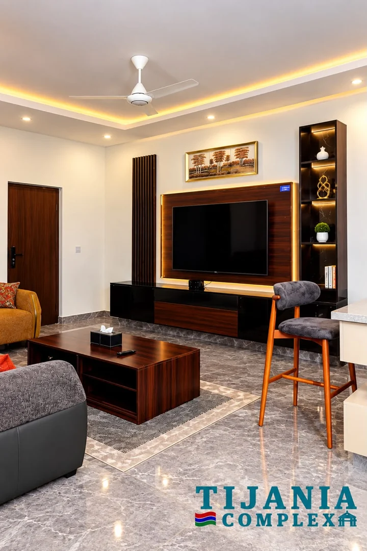 Enhanced lounge in a two-bedroom apartment